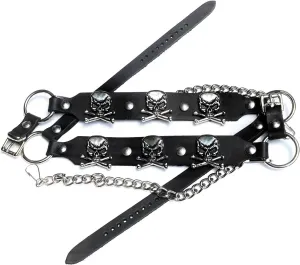 Dangerous Threads Biker Boots Boot Chains Black Leather with Skull & Crossbones Ornaments
