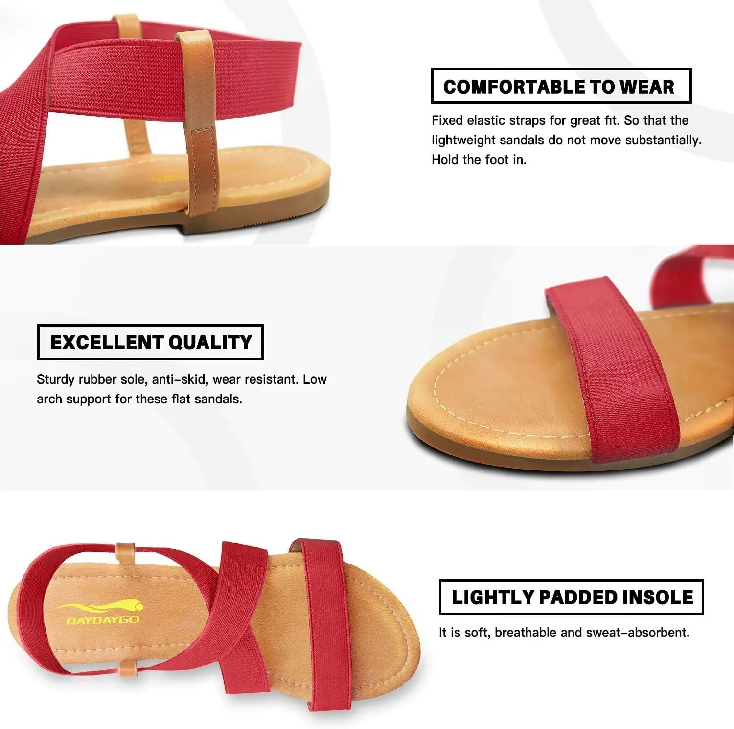 DAYDAYGO Women's Elastic Flat Sandals