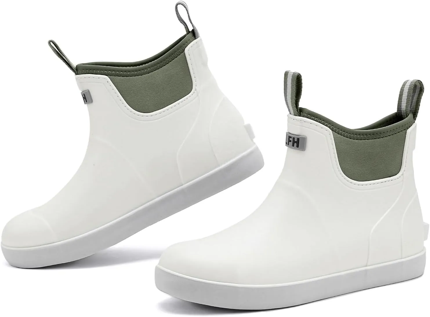 Deck Boots Men Size 6.5-10.5, Rain Boots Anti-Slip Fishing, Waterproof Shoes Rogue Wave, Rubber Boots Outdoor Ankle Footwear Durable