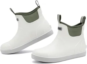Deck Boots Men Size 6.5-10.5, Rain Boots Anti-Slip Fishing, Waterproof Shoes Rogue Wave, Rubber Boots Outdoor Ankle Footwear Durable