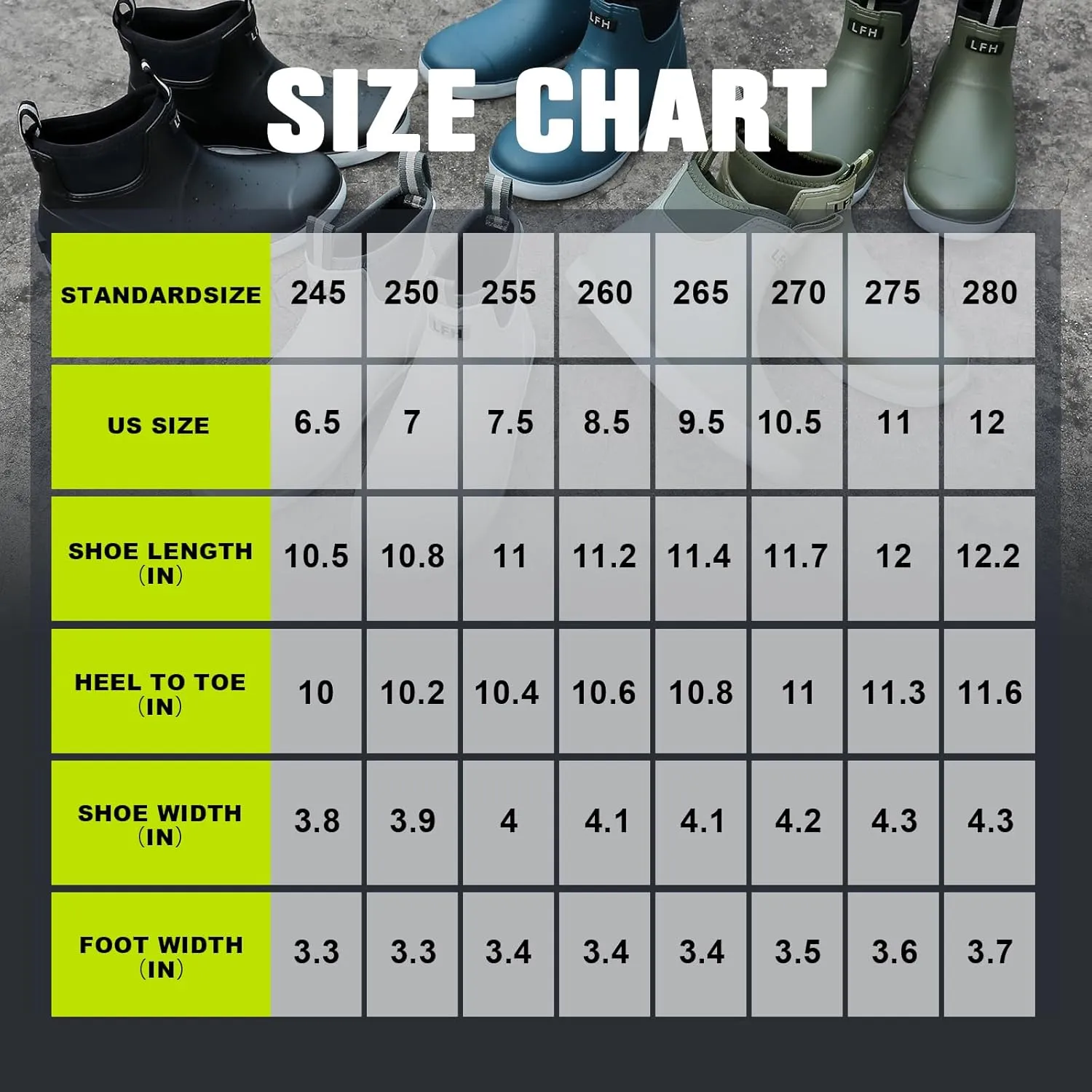 Deck Boots Men Size 6.5-10.5, Rain Boots Anti-Slip Fishing, Waterproof Shoes Rogue Wave, Rubber Boots Outdoor Ankle Footwear Durable