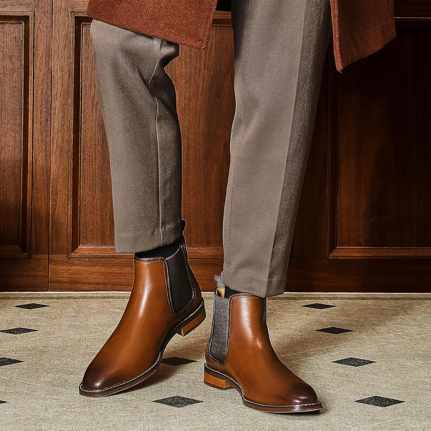 DESAI Men’s Chelsea Boots Genuine Leather Dress Boots Casual Chukka Ankle Boots for Men