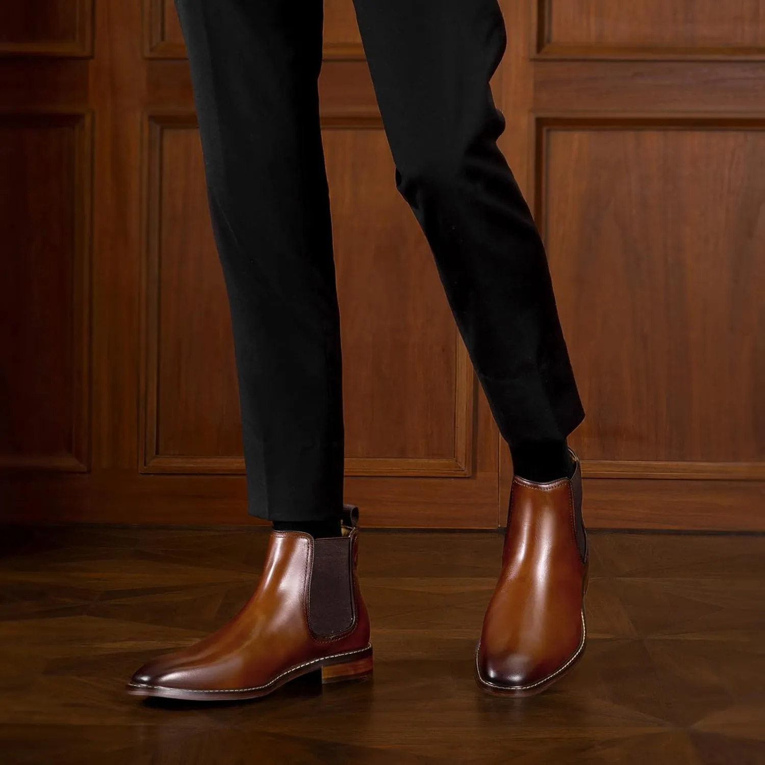 DESAI Men’s Chelsea Boots Genuine Leather Dress Boots Casual Chukka Ankle Boots for Men
