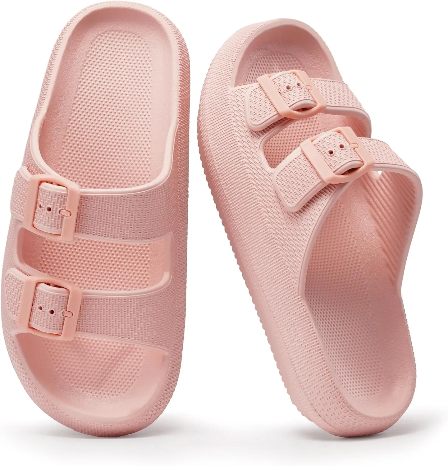 Dodow Womens Slide Sandals Adjustable Soft Cloud Comfort Slip On Flat Sandals