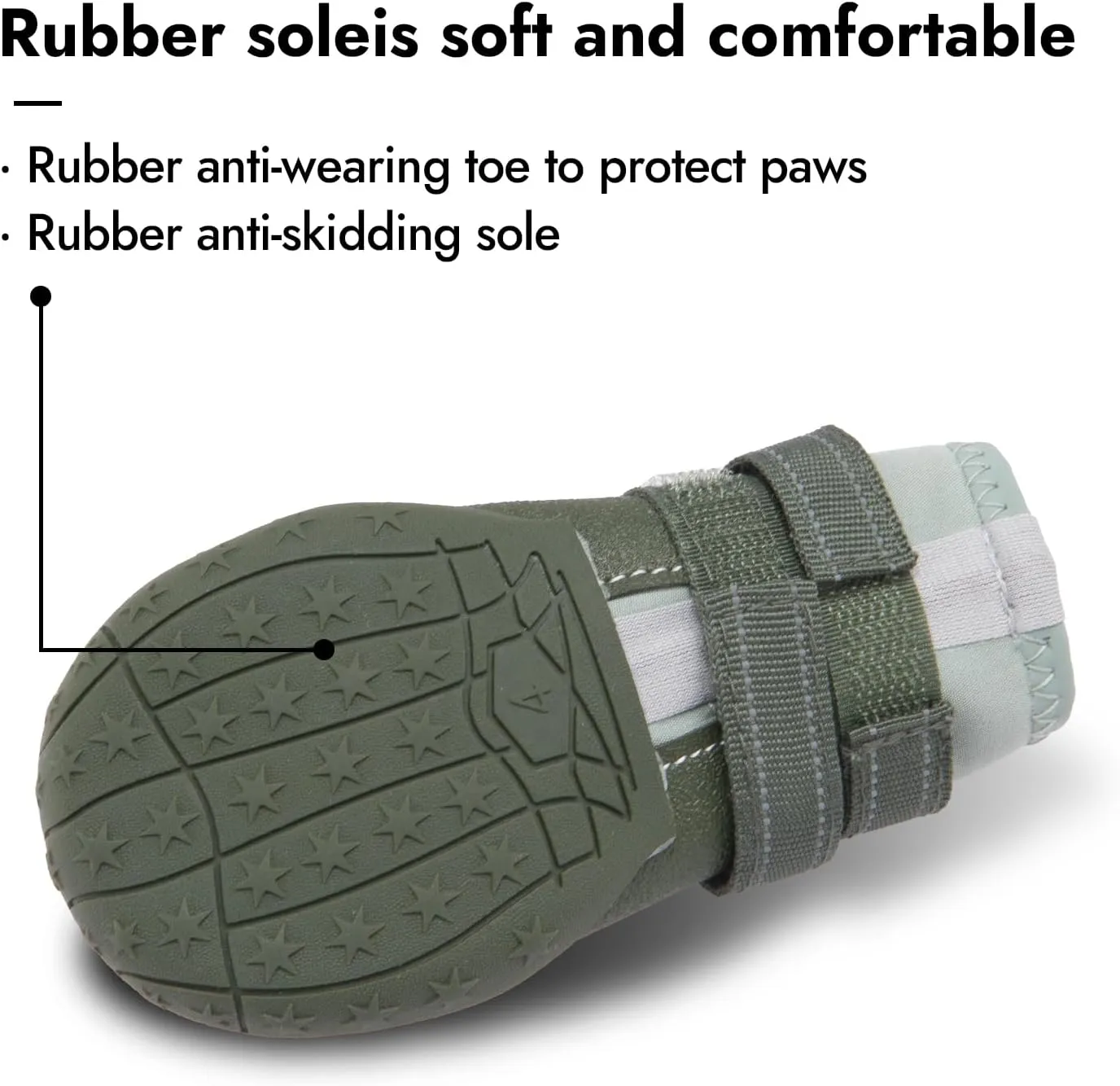 Dog Shoes, Waterproof Dog Boots & Paw Protectors with Anti-Slip Sole, 4pcs/Set Pet Dog Booties, Reflective Dog Shoes for Small Medium Large, Winter Snowy Summer Hot Pavement (Green, 8# (2XL))