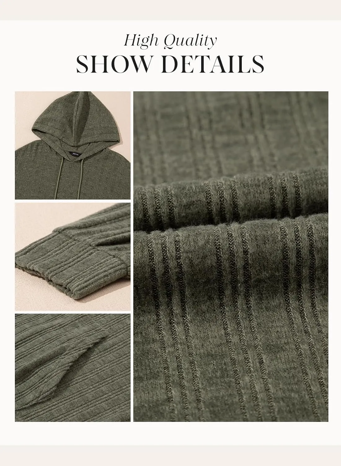 Dokotoo Hoodies for Women Casual Long Sleeve Textured Knit Loose Drawstring Hooded Sweatshirt with Pocket