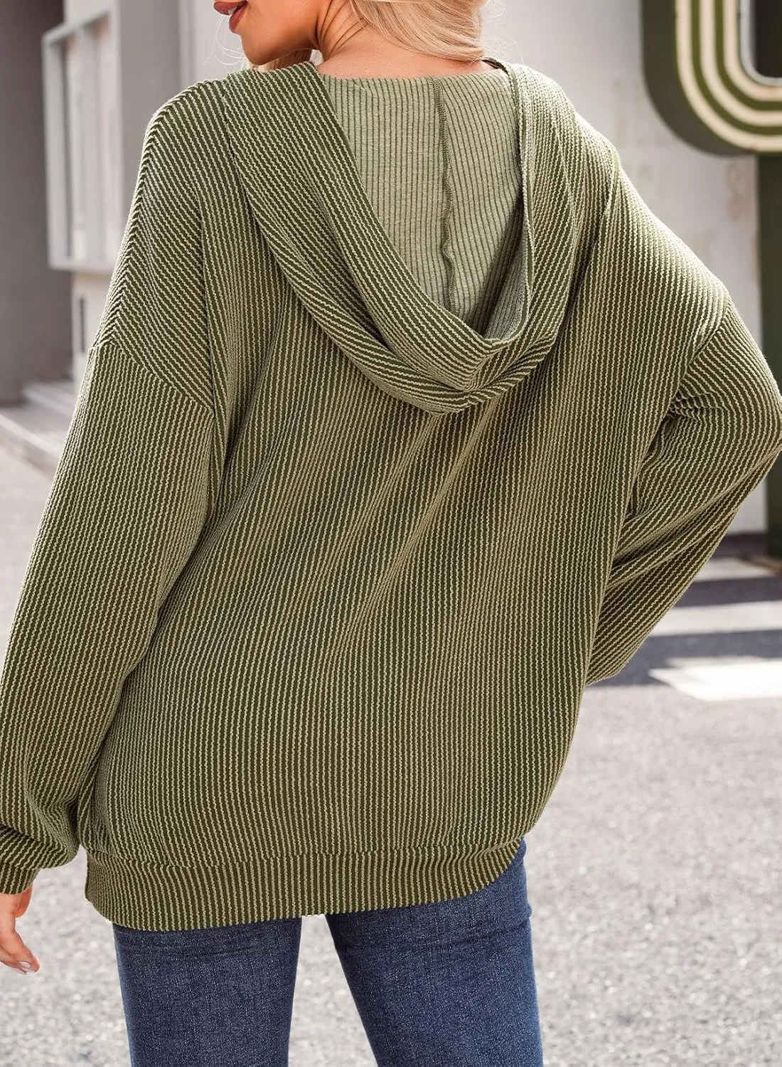 Dokotoo Women's Pullover Hoodies Sweatshirts Casual Loose Long Sleeve Ribbed Knit Shirts