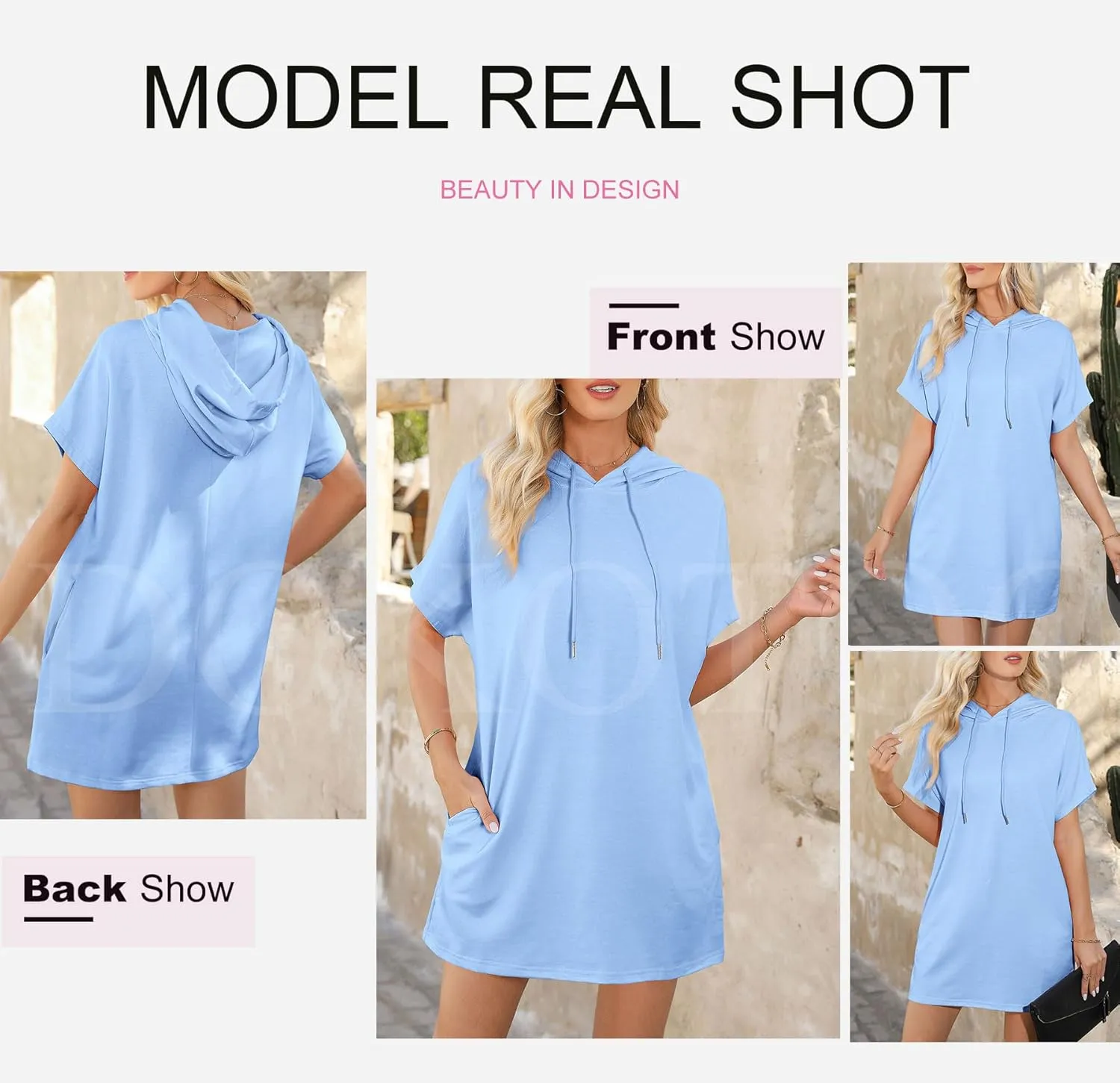 Dokotoo Womens Tops Dressy Casual Short Sleeve Oversized Tshirts Summer Hoodie Dress Tunics Tops Loose Fit Long Shirts