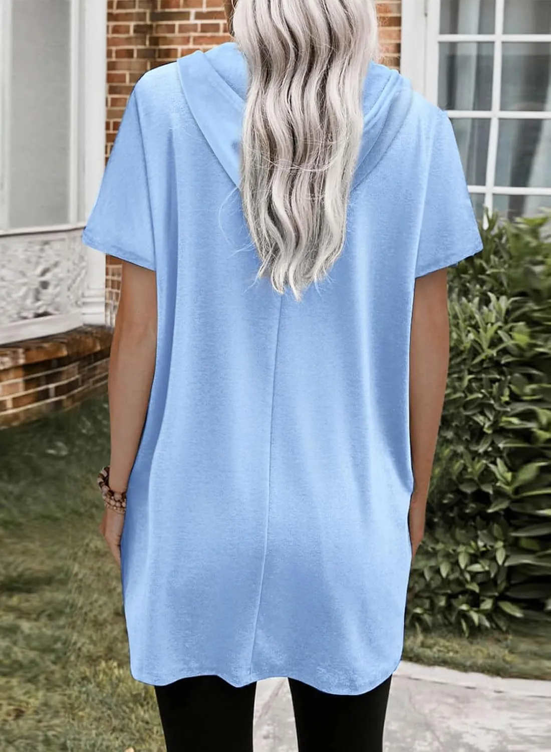 Dokotoo Womens Tops Dressy Casual Short Sleeve Oversized Tshirts Summer Hoodie Dress Tunics Tops Loose Fit Long Shirts