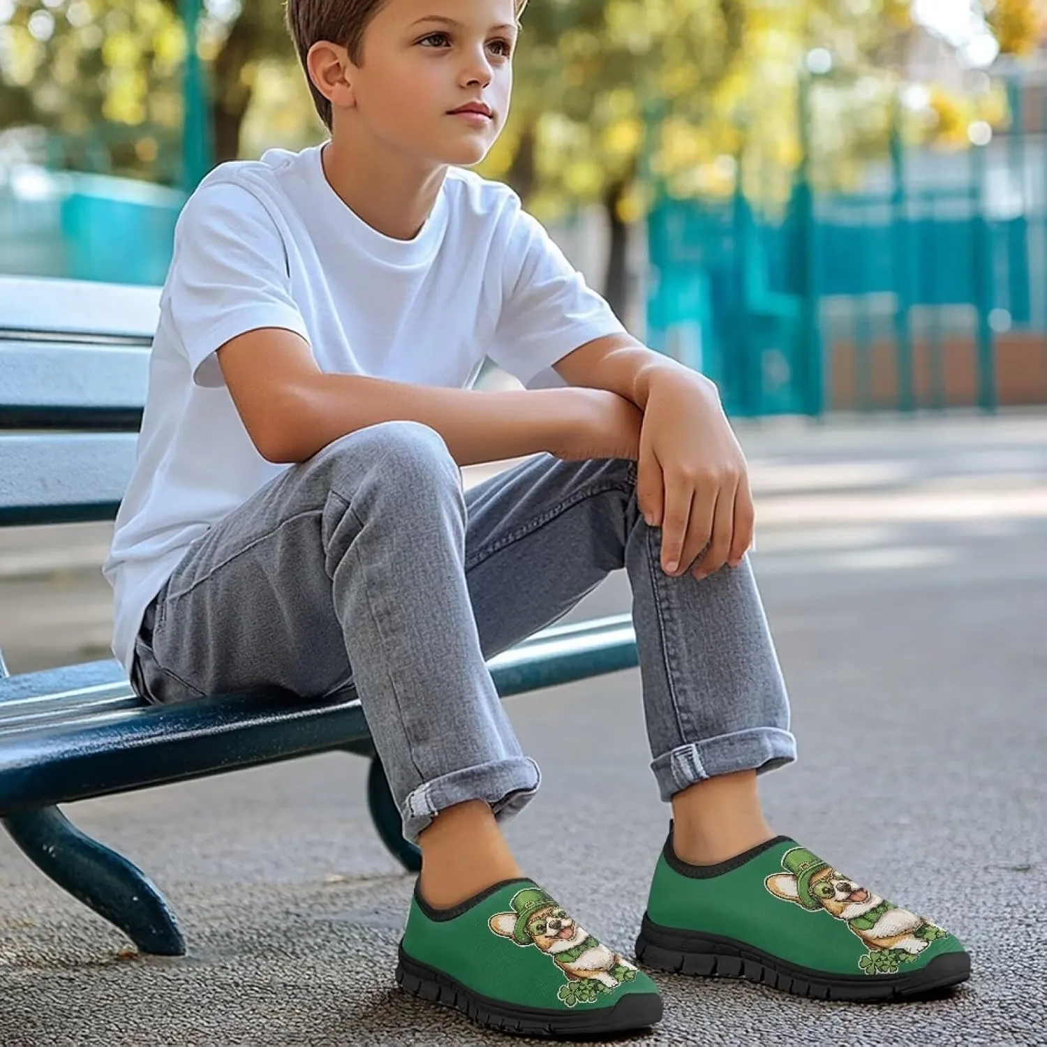 Doojoayie St Patrick's Day Gifts for Boys Girls Gym Shoes for Irish Festival Gift