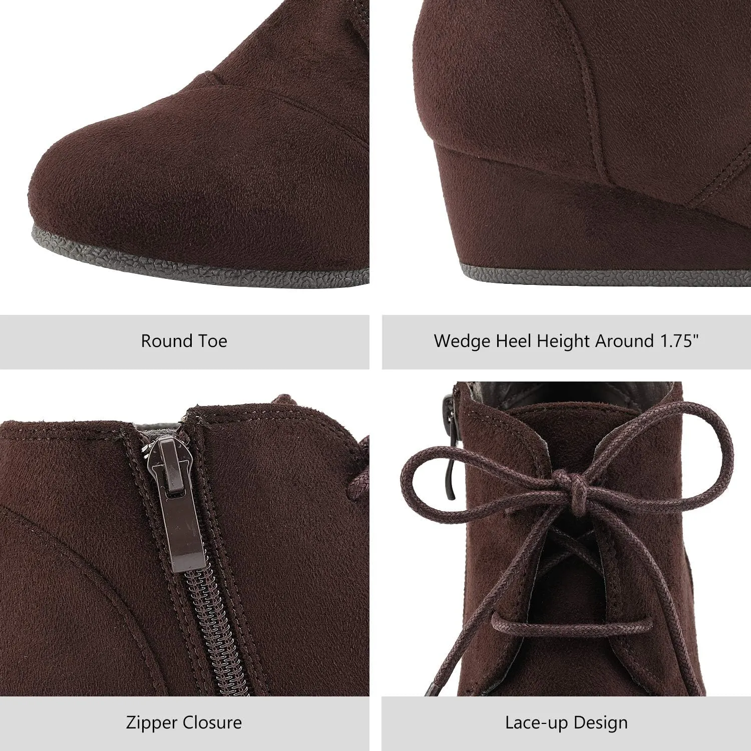 DREAM PAIRS Girls Low Wedge Heel Booties Side Zipper Ankle Boots Toddler/Little Kid/Big Kid
