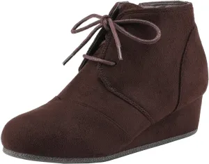 DREAM PAIRS Girls Low Wedge Heel Booties Side Zipper Ankle Boots Toddler/Little Kid/Big Kid