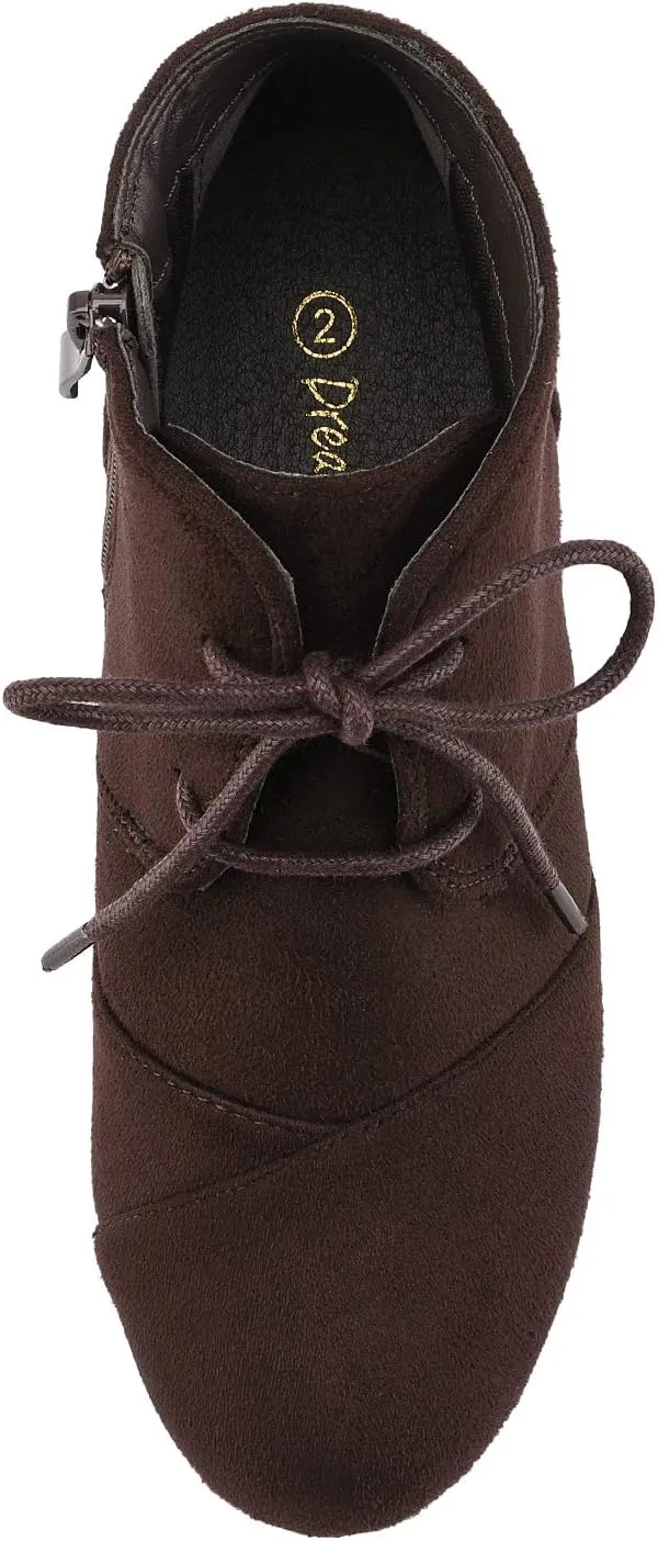 DREAM PAIRS Girls Low Wedge Heel Booties Side Zipper Ankle Boots Toddler/Little Kid/Big Kid