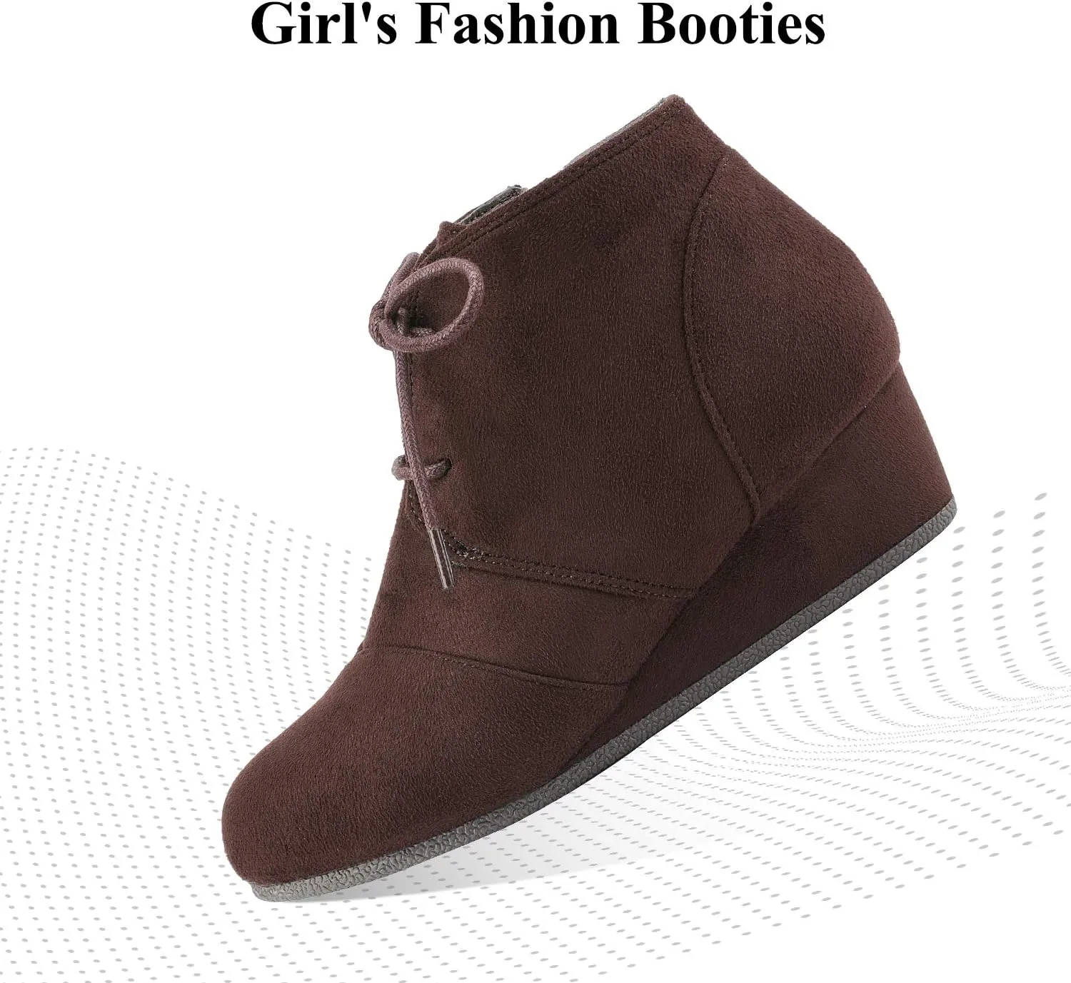 DREAM PAIRS Girls Low Wedge Heel Booties Side Zipper Ankle Boots Toddler/Little Kid/Big Kid