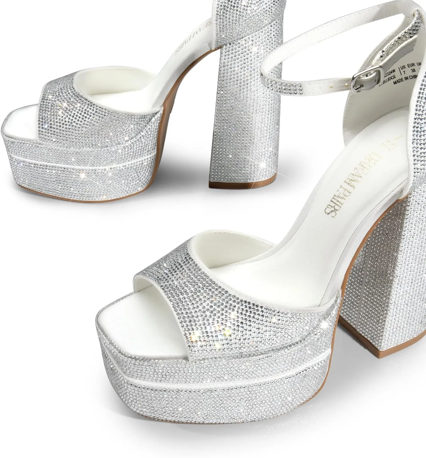 DREAM PAIRS High Heels Chunky Block Platform Heels for Women Ankle Strap Sexy Open Square Toe Heels Dressy Pumps Sandals