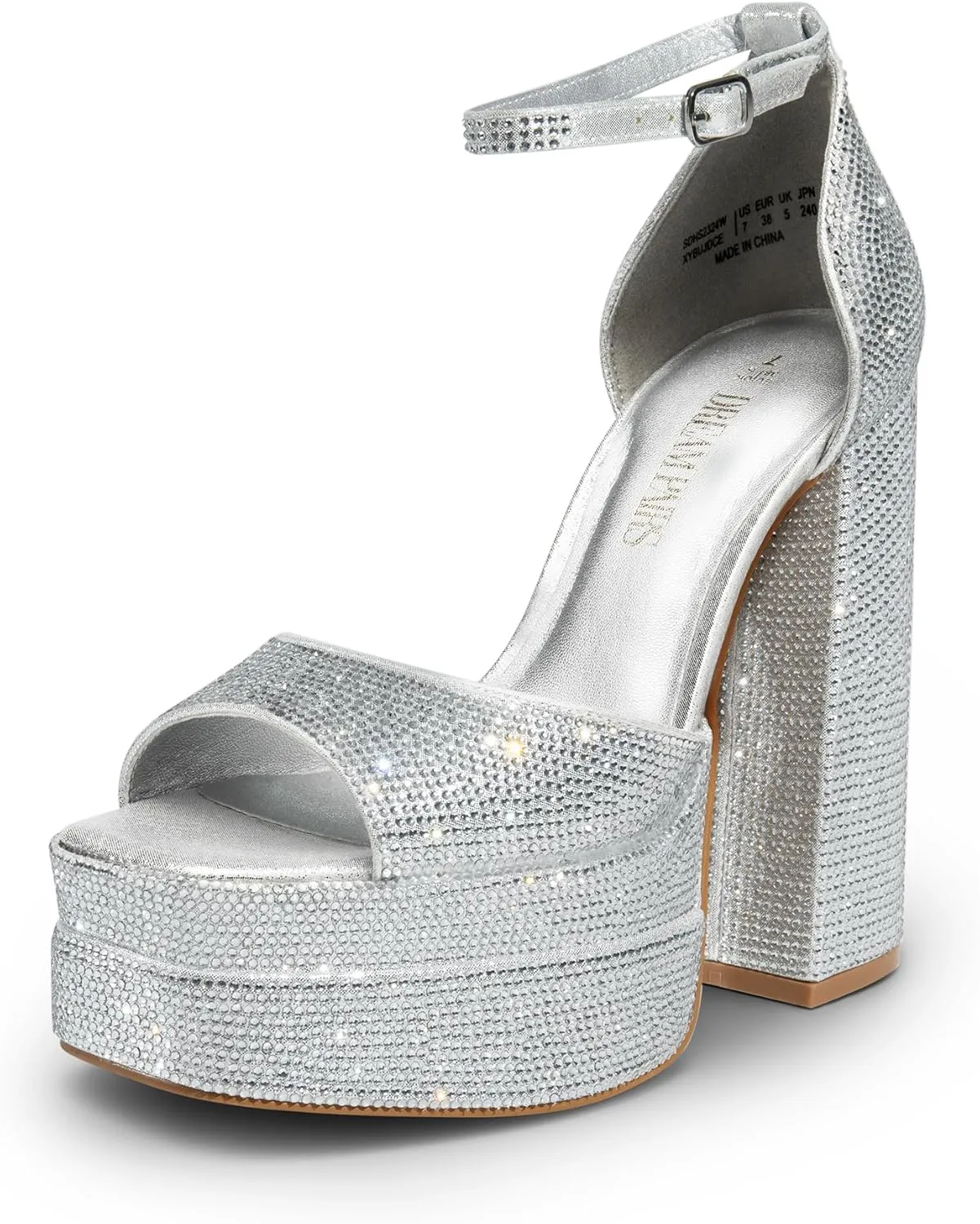 DREAM PAIRS High Heels Chunky Block Platform Heels for Women Ankle Strap Sexy Open Square Toe Heels Dressy Pumps Sandals
