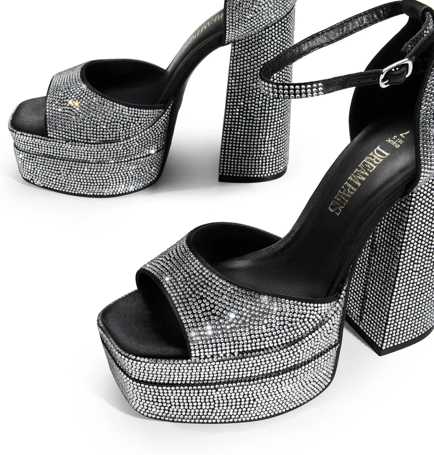 DREAM PAIRS High Heels Chunky Block Platform Heels for Women Ankle Strap Sexy Open Square Toe Heels Dressy Pumps Sandals