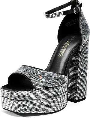 DREAM PAIRS High Heels Chunky Block Platform Heels for Women Ankle Strap Sexy Open Square Toe Heels Dressy Pumps Sandals