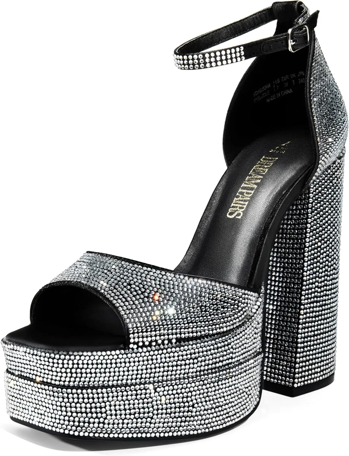 DREAM PAIRS High Heels Chunky Block Platform Heels for Women Ankle Strap Sexy Open Square Toe Heels Dressy Pumps Sandals