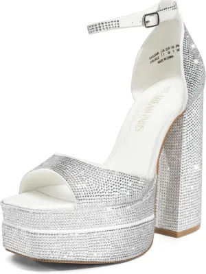 DREAM PAIRS High Heels Chunky Block Platform Heels for Women Ankle Strap Sexy Open Square Toe Heels Dressy Pumps Sandals