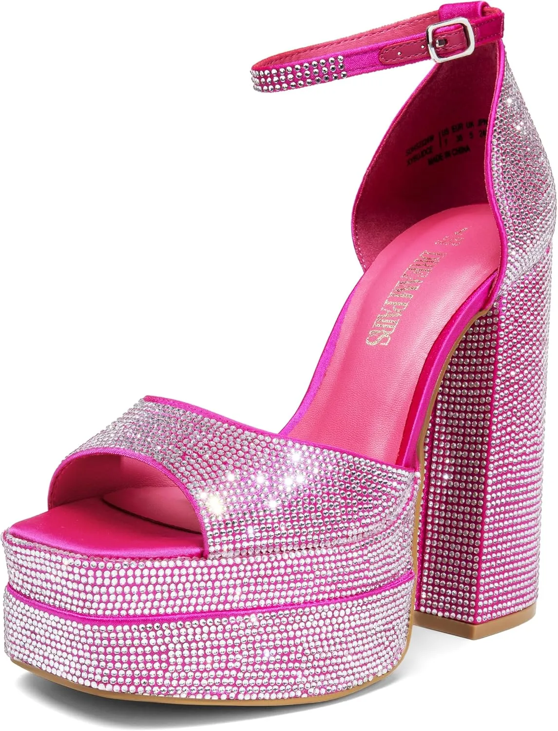 DREAM PAIRS High Heels Chunky Block Platform Heels for Women Ankle Strap Sexy Open Square Toe Heels Dressy Pumps Sandals