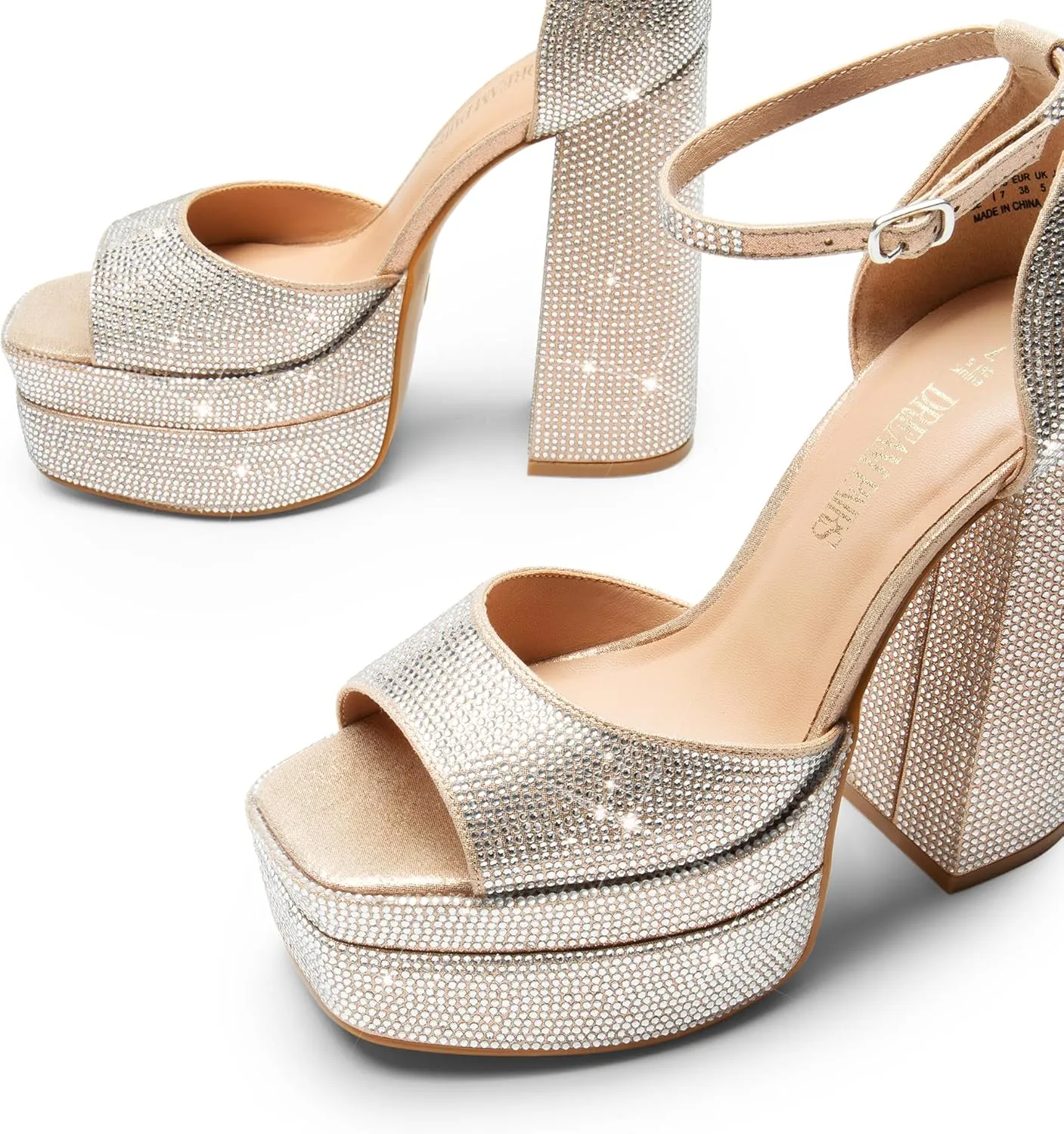 DREAM PAIRS High Heels Chunky Block Platform Heels for Women Ankle Strap Sexy Open Square Toe Heels Dressy Pumps Sandals