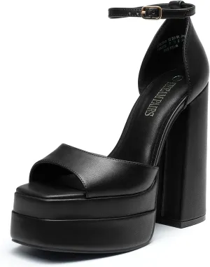 DREAM PAIRS High Heels Chunky Block Platform Heels for Women Ankle Strap Sexy Open Square Toe Heels Dressy Pumps Sandals