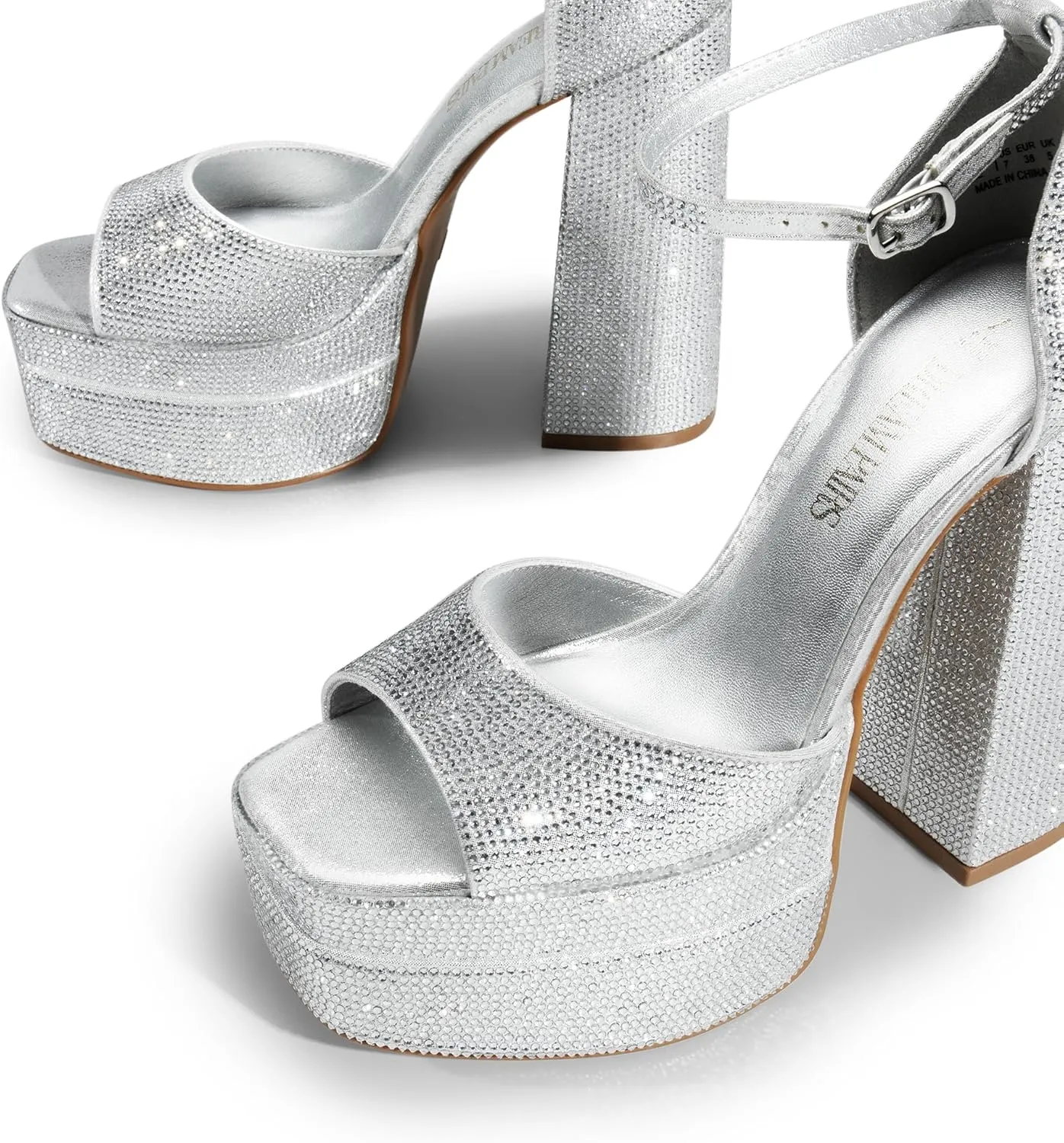 DREAM PAIRS High Heels Chunky Block Platform Heels for Women Ankle Strap Sexy Open Square Toe Heels Dressy Pumps Sandals