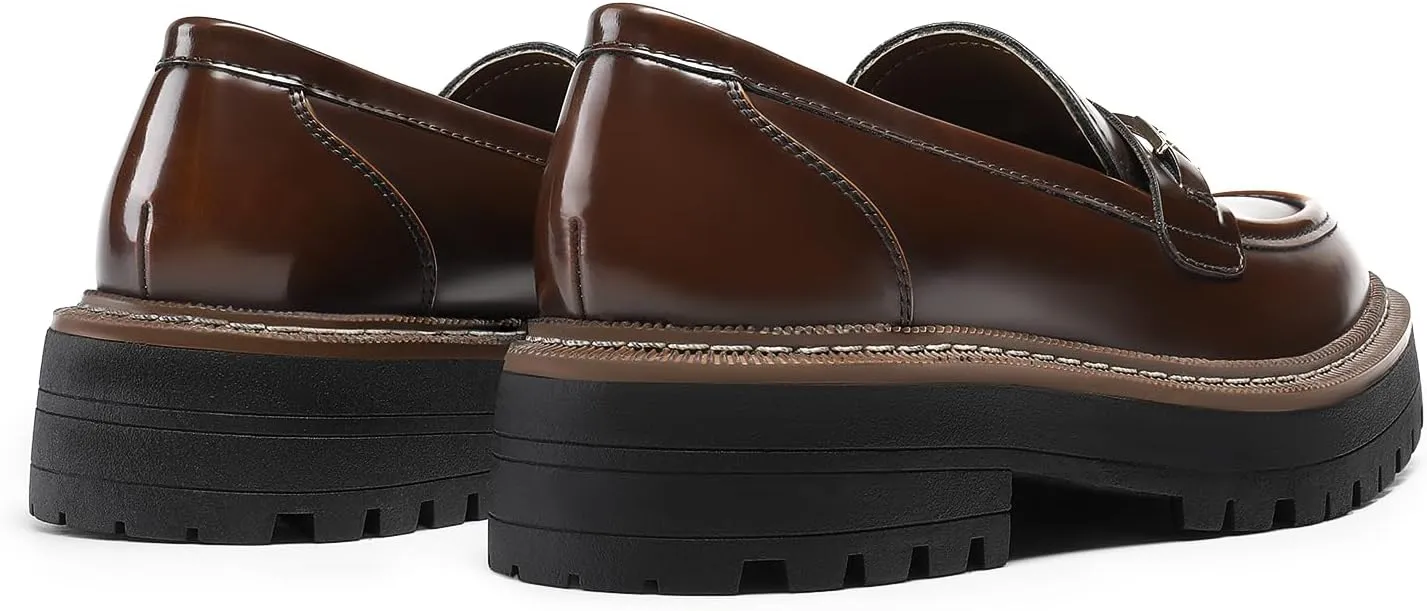 DREAM PAIRS Loafers for Women Platform Chunky Heel Slip On Loafers Business Office Casual Dressy Loafer Shoes