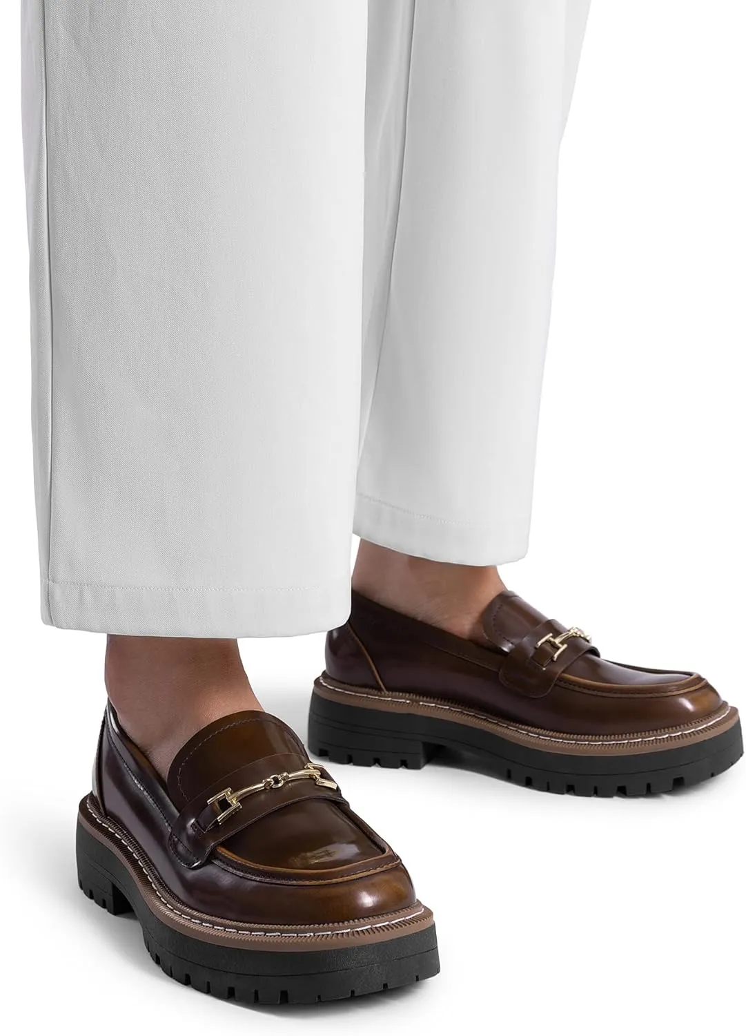 DREAM PAIRS Loafers for Women Platform Chunky Heel Slip On Loafers Business Office Casual Dressy Loafer Shoes