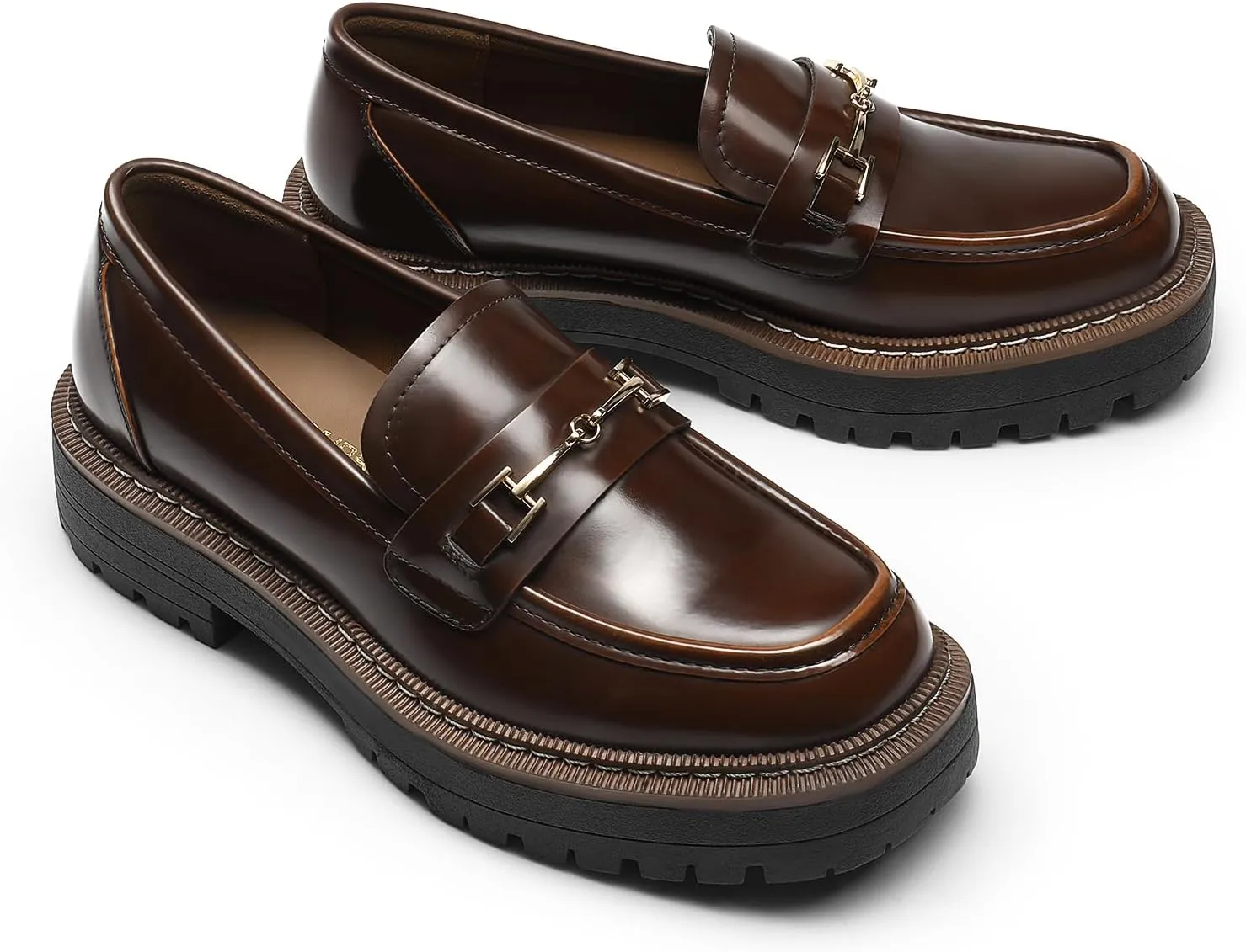 DREAM PAIRS Loafers for Women Platform Chunky Heel Slip On Loafers Business Office Casual Dressy Loafer Shoes