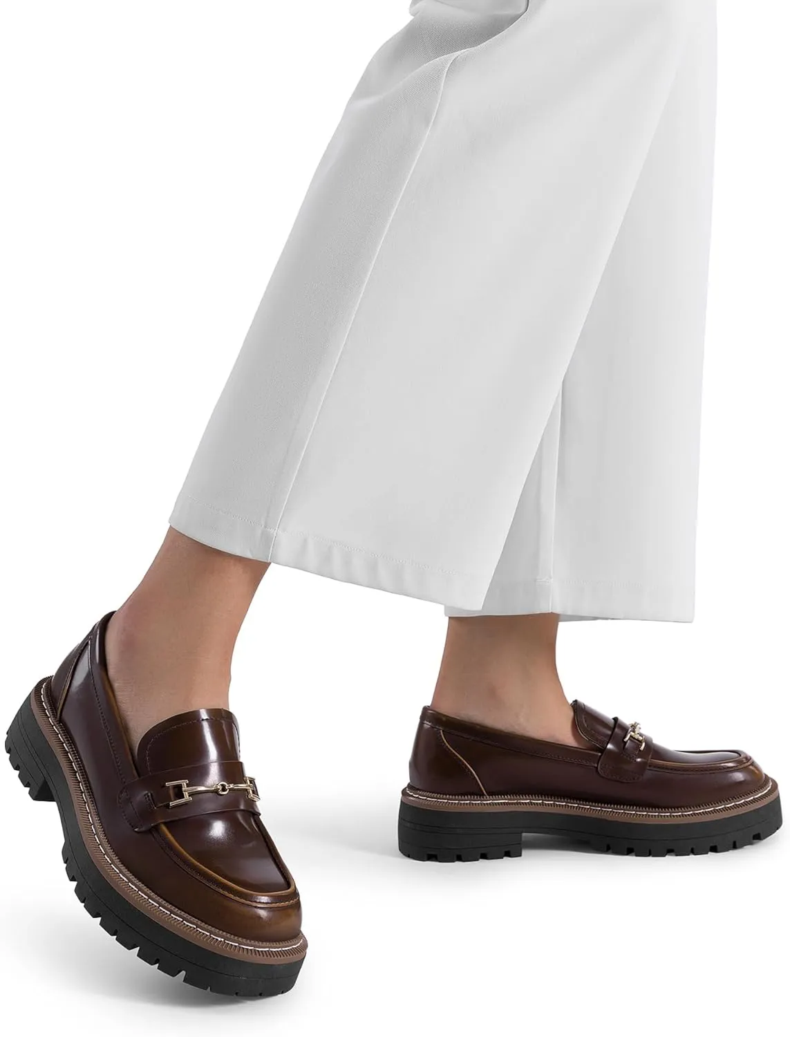 DREAM PAIRS Loafers for Women Platform Chunky Heel Slip On Loafers Business Office Casual Dressy Loafer Shoes