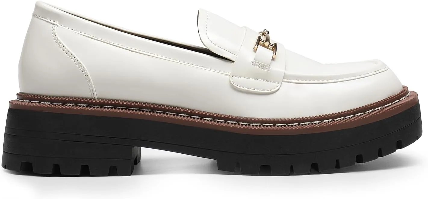 DREAM PAIRS Loafers for Women Platform Chunky Heel Slip On Loafers Business Office Casual Dressy Loafer Shoes