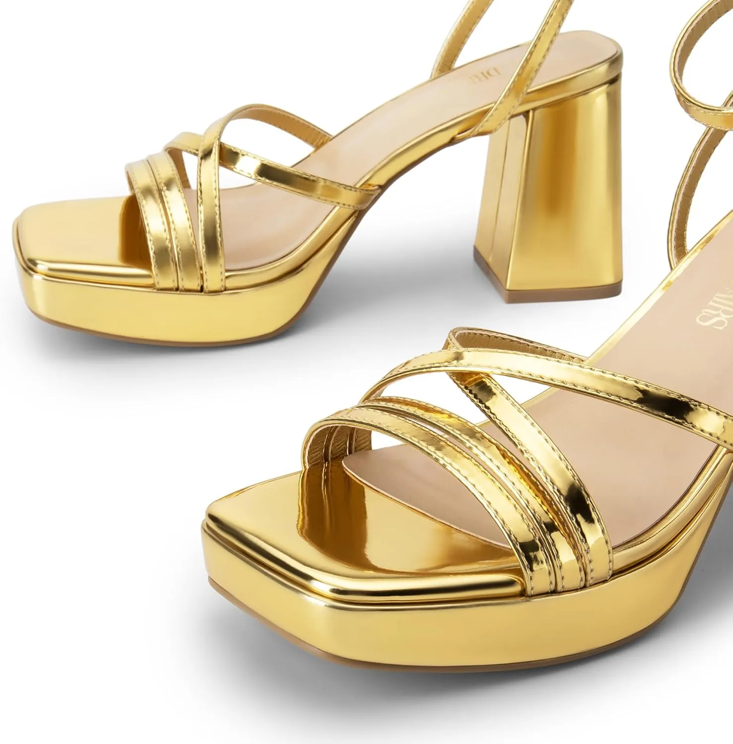 DREAM PAIRS Strappy Heels for Women Platform Chunky High 3-inch Heeled Sandals with Square Open Toe Ankle Buckle for Graduation Party Prom Daily Wedding