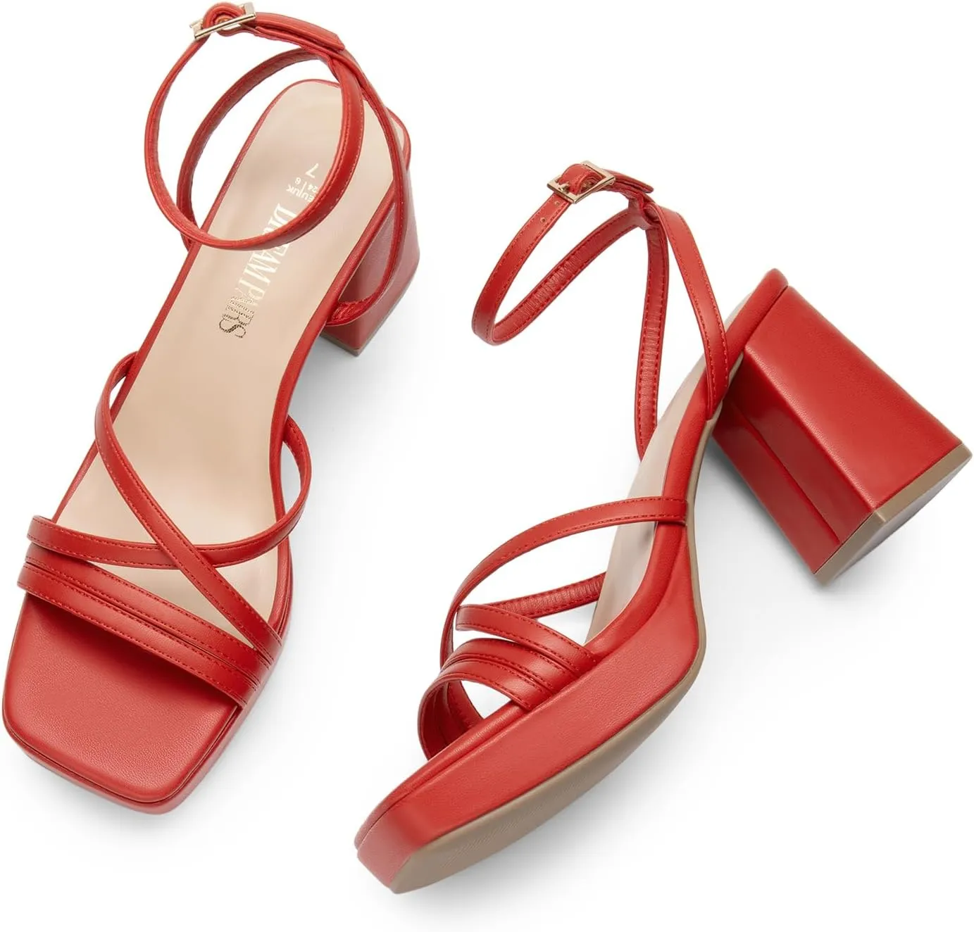 DREAM PAIRS Strappy Heels for Women Platform Chunky High 3-inch Heeled Sandals with Square Open Toe Ankle Buckle for Graduation Party Prom Daily Wedding