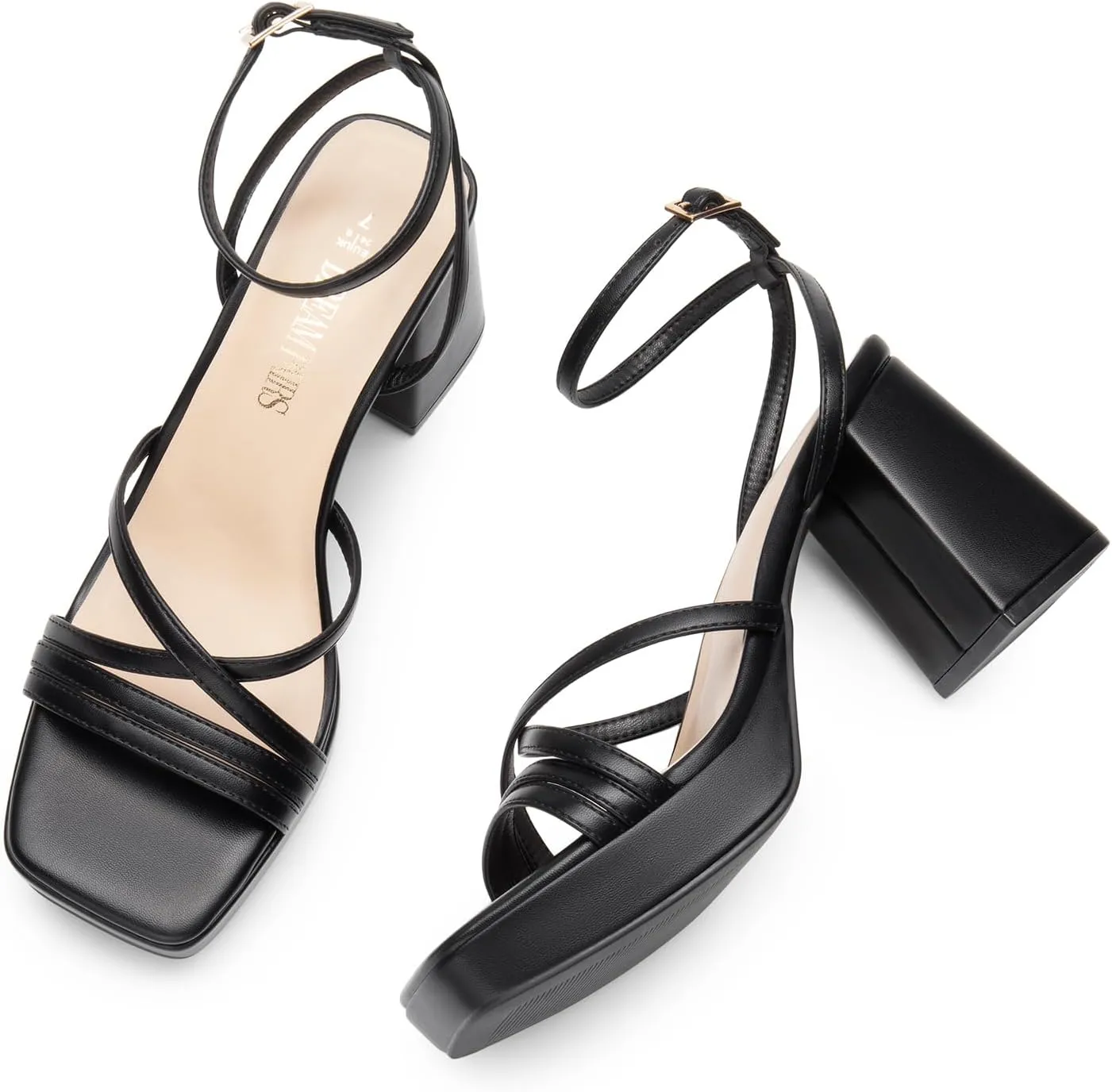 DREAM PAIRS Strappy Heels for Women Platform Chunky High 3-inch Heeled Sandals with Square Open Toe Ankle Buckle for Graduation Party Prom Daily Wedding
