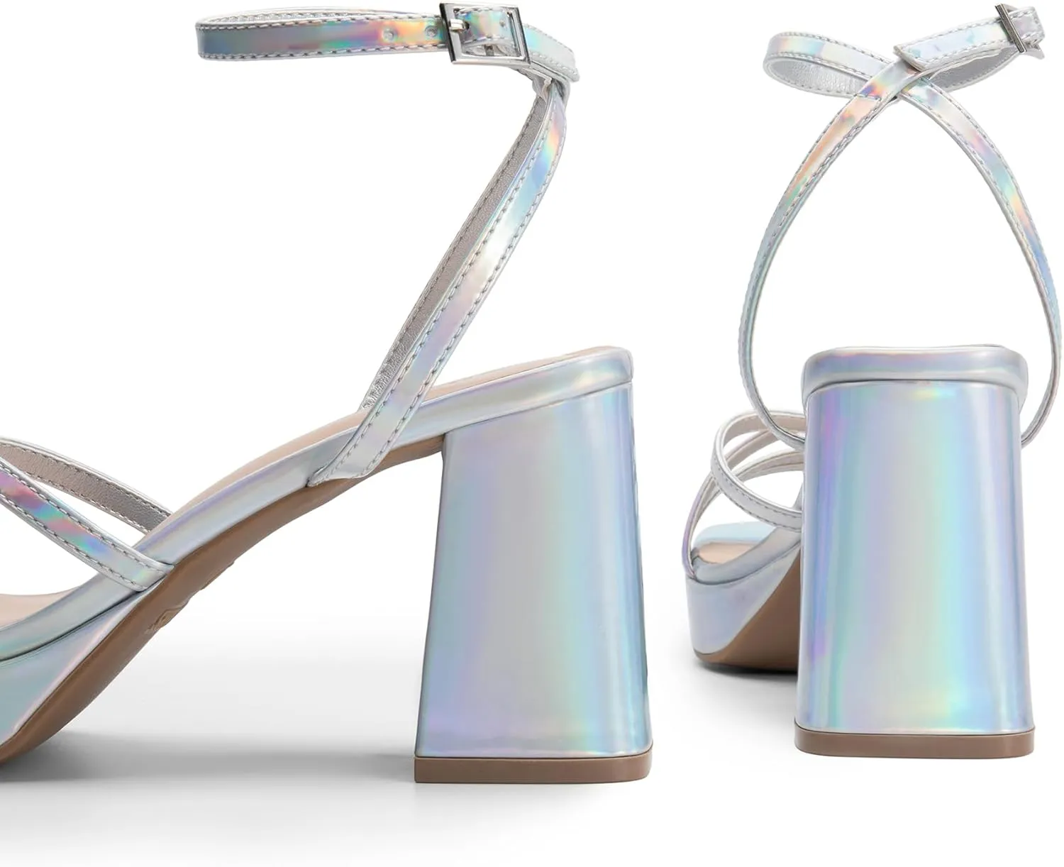 DREAM PAIRS Strappy Heels for Women Platform Chunky High 3-inch Heeled Sandals with Square Open Toe Ankle Buckle for Graduation Party Prom Daily Wedding