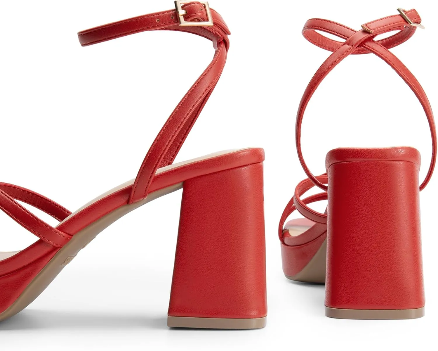 DREAM PAIRS Strappy Heels for Women Platform Chunky High 3-inch Heeled Sandals with Square Open Toe Ankle Buckle for Graduation Party Prom Daily Wedding
