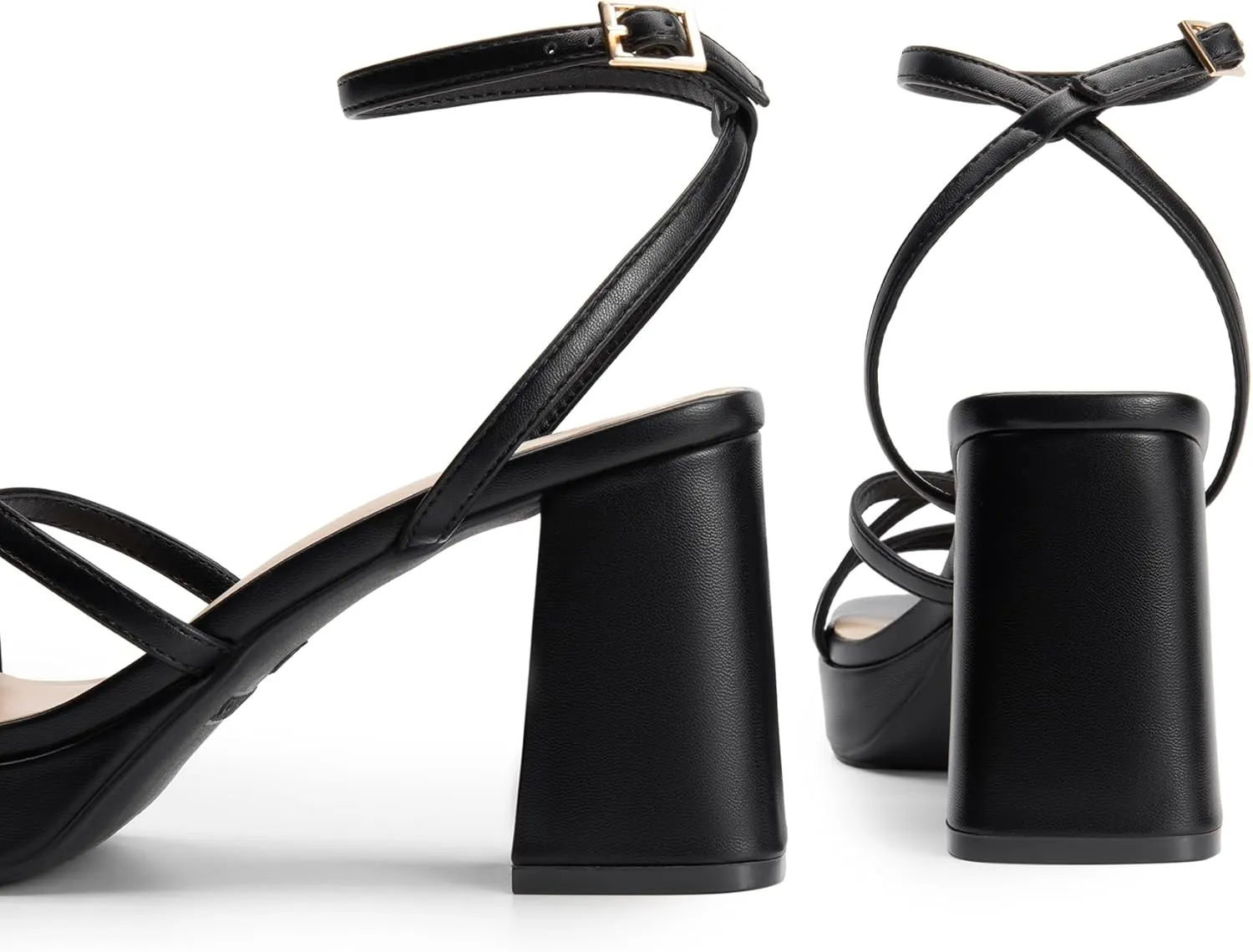 DREAM PAIRS Strappy Heels for Women Platform Chunky High 3-inch Heeled Sandals with Square Open Toe Ankle Buckle for Graduation Party Prom Daily Wedding