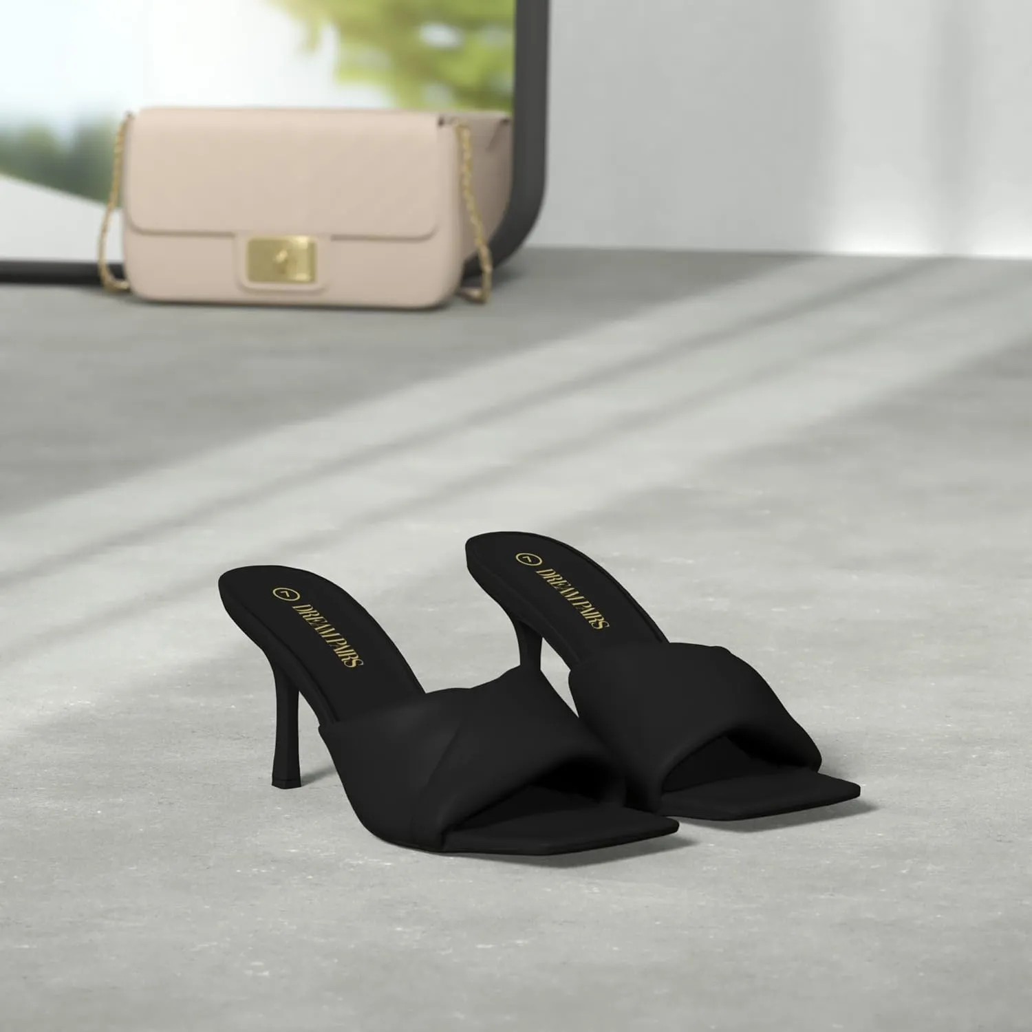 DREAM PAIRS Women’s High Stilettos Heels Mules Open Square Toe Slip On Comfort Sexy Dress Pumps Sandals Evening Party Prom Dance Shoes