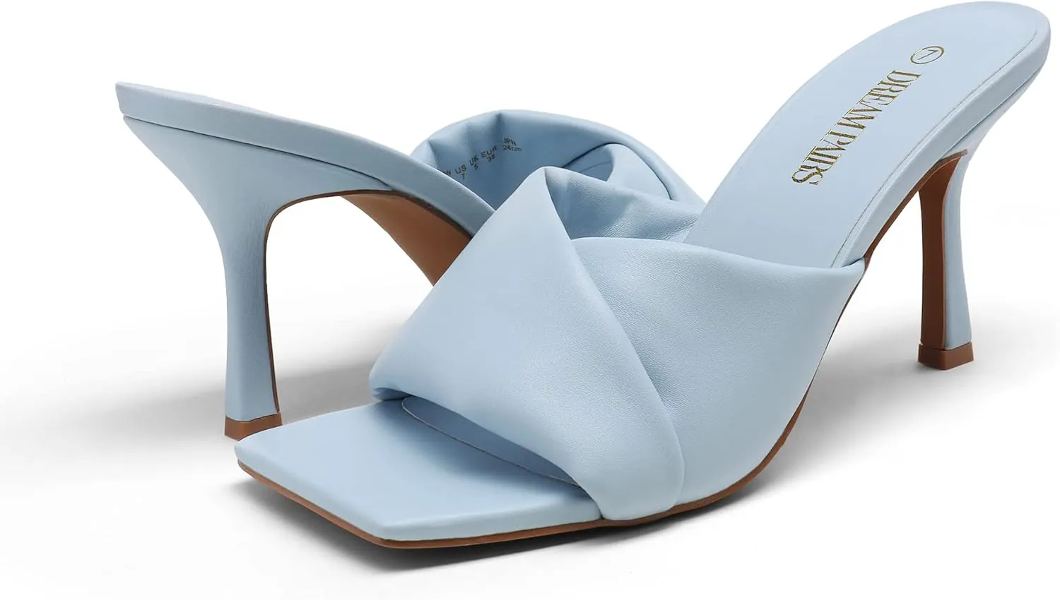 DREAM PAIRS Women’s High Stilettos Heels Mules Open Square Toe Slip On Comfort Sexy Dress Pumps Sandals Evening Party Prom Dance Shoes