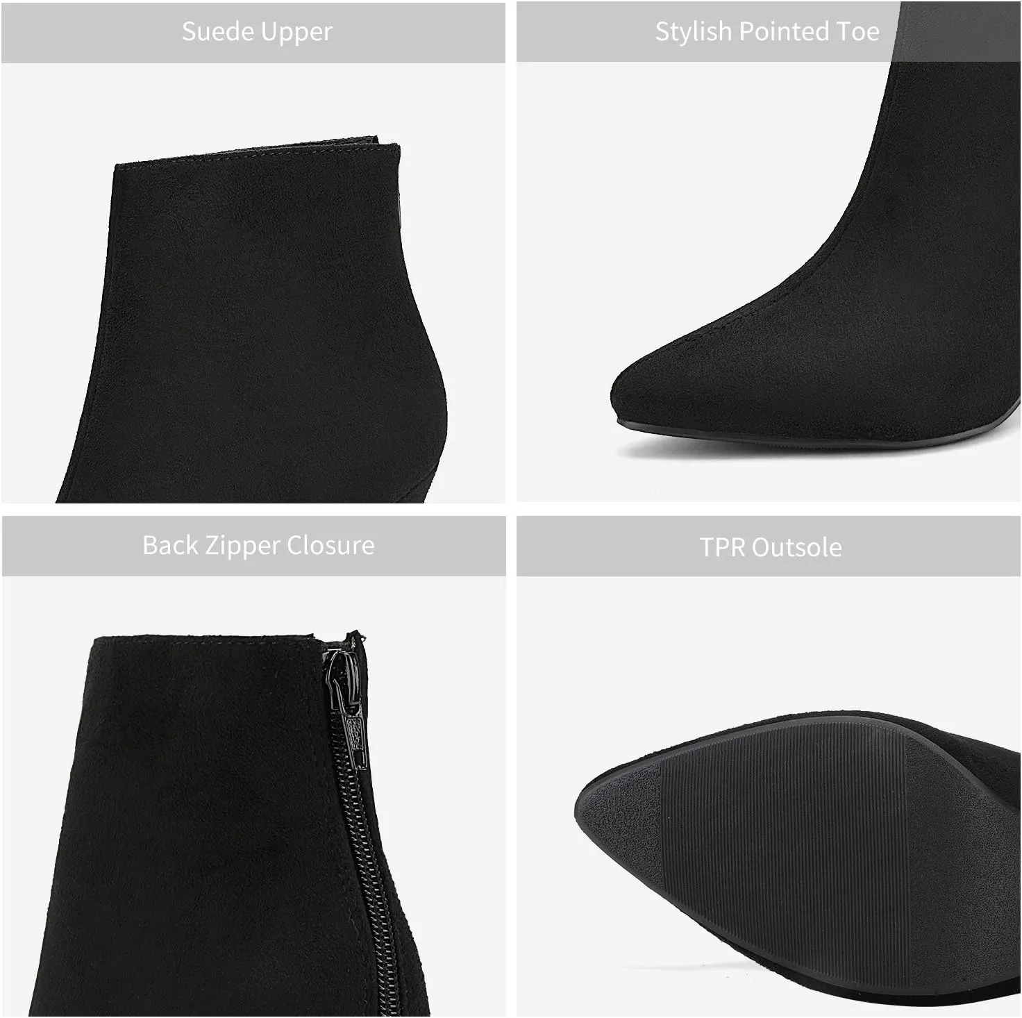 DREAM PAIRS Women's Pointed Toe Ankle Boots High Heel Booties Fashion Zipper Dress Boots