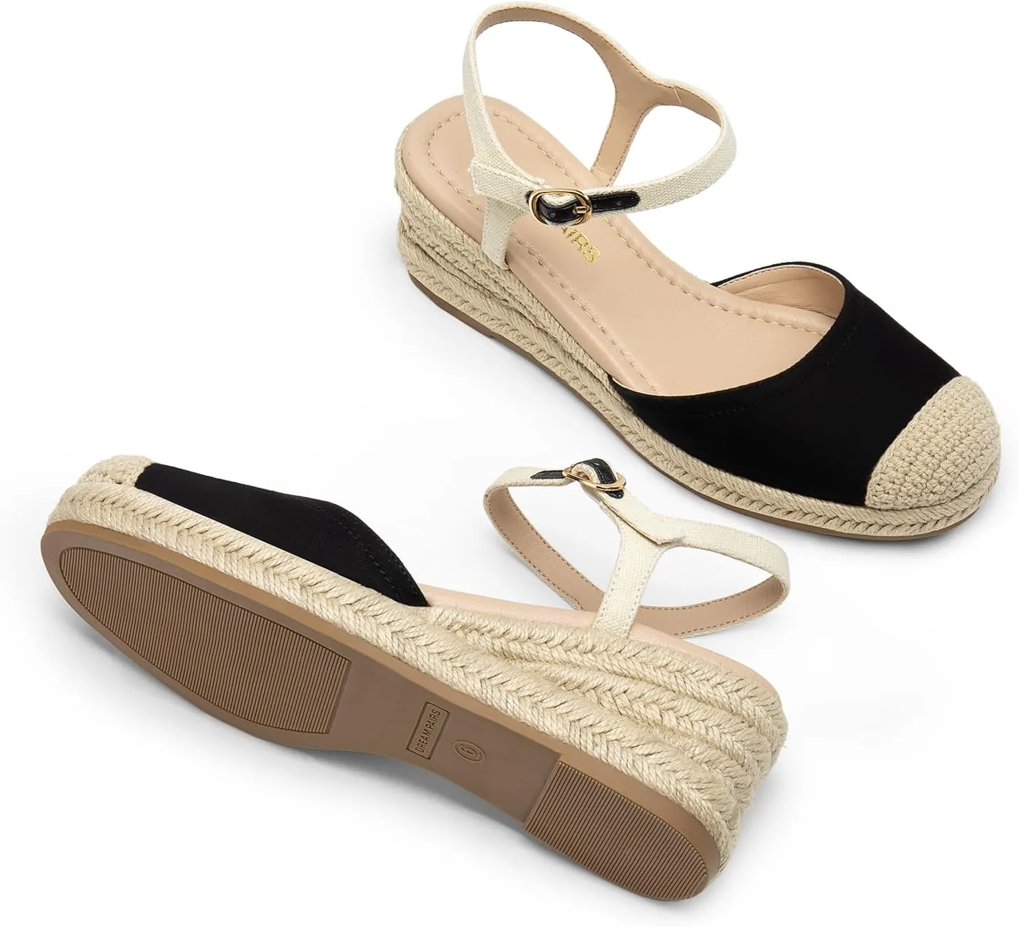 DREAM PAIRS Women's Wedge Sandals, Closed Toe Espadrilles Platform Wedge Heels with Adjustable Ankle Straps and Comfortable Cushion Insoles