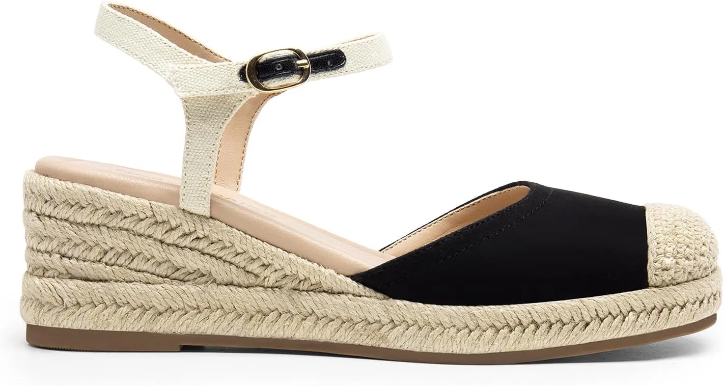 DREAM PAIRS Women's Wedge Sandals, Closed Toe Espadrilles Platform Wedge Heels with Adjustable Ankle Straps and Comfortable Cushion Insoles