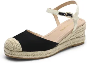 DREAM PAIRS Women's Wedge Sandals, Closed Toe Espadrilles Platform Wedge Heels with Adjustable Ankle Straps and Comfortable Cushion Insoles