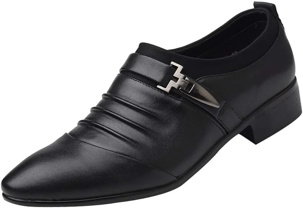 Dress Shoes for Men Loafers British Men's Leather Shoes Fashion Man Pointed Toe Formal Wedding Gold Dress Shoes Mens