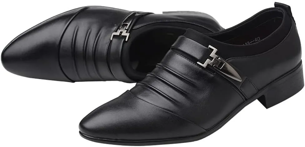 Dress Shoes for Men Loafers British Men's Leather Shoes Fashion Man Pointed Toe Formal Wedding Gold Dress Shoes Mens