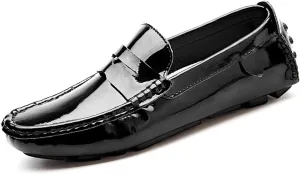 Dress Shoes for Men Men's Patent Leather Loafers Stylish Moccasin Driving Flats for Men