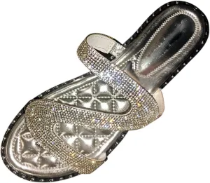 Dressy Sandals for Women Flat Flip Flops Slide Falt Peep toe Gladiator Rhinestone Women's Flat Sandals