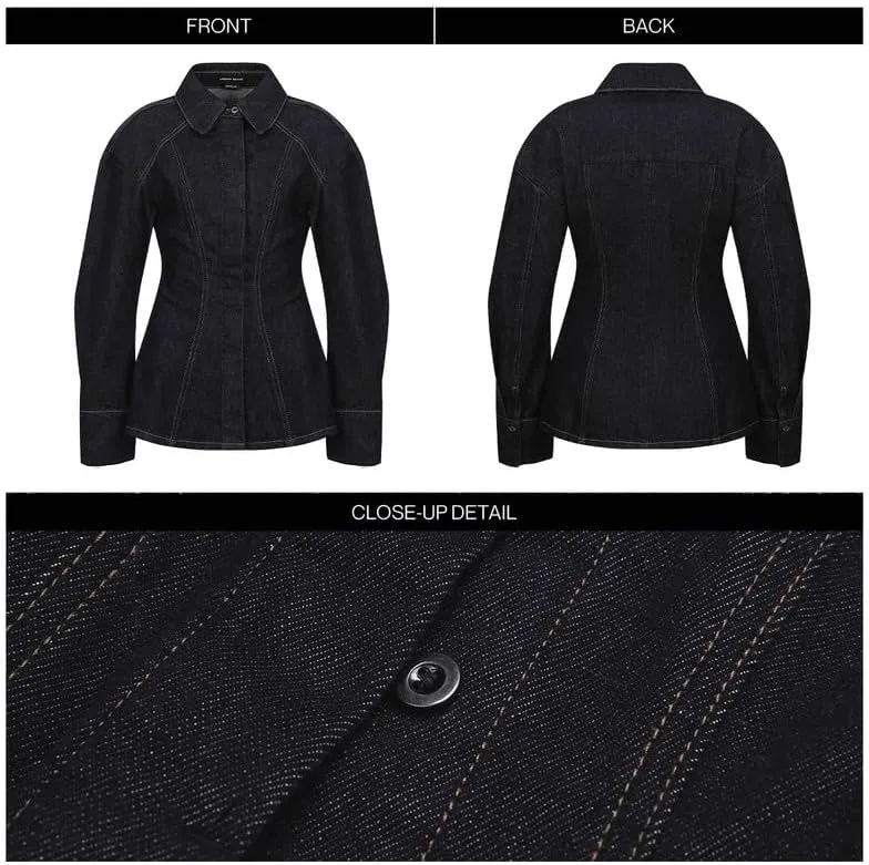 Drop Shoulder Long Sleeve Denim Jackets For Women Trendy Button Down Jean Jacket Lightweight Casual Denim Shirt